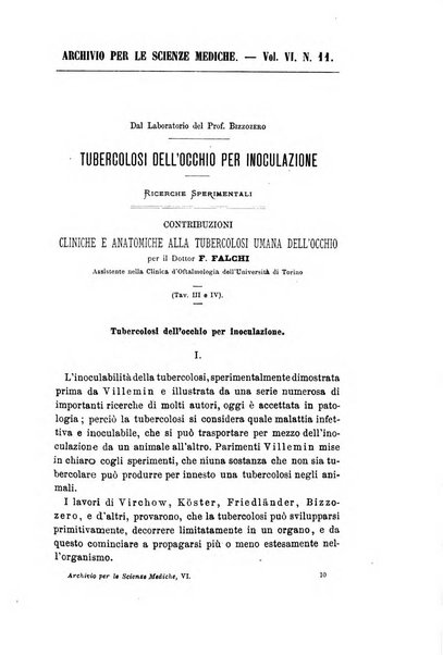 Archivio per le scienze mediche