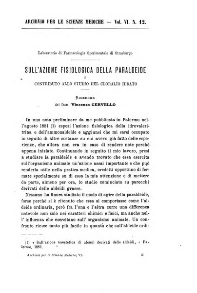 Archivio per le scienze mediche