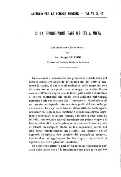 Archivio per le scienze mediche