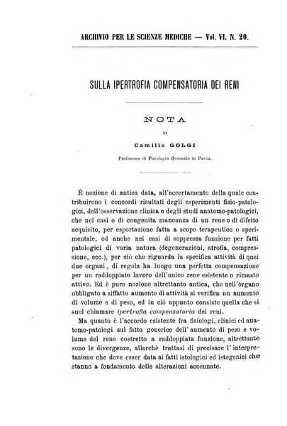 Archivio per le scienze mediche