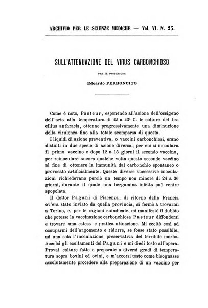 Archivio per le scienze mediche