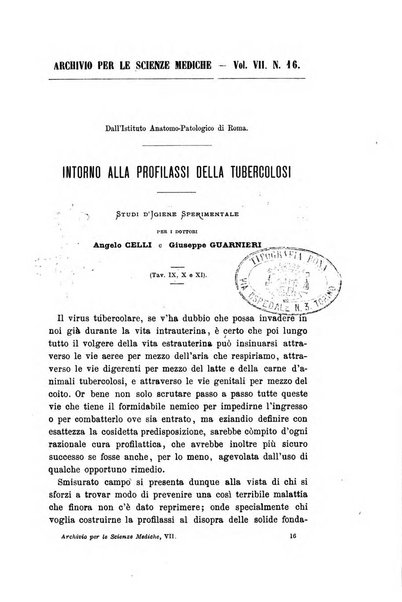 Archivio per le scienze mediche