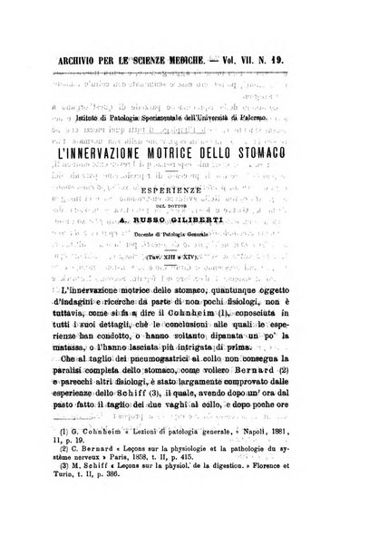 Archivio per le scienze mediche