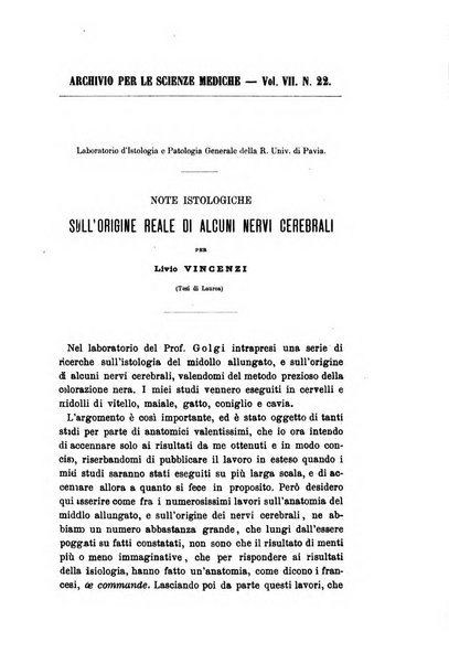 Archivio per le scienze mediche