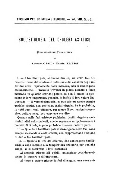 Archivio per le scienze mediche