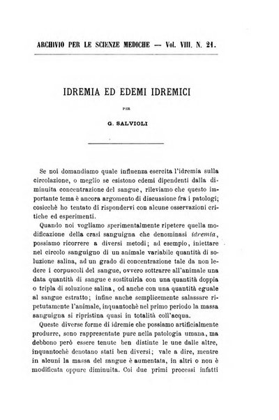 Archivio per le scienze mediche