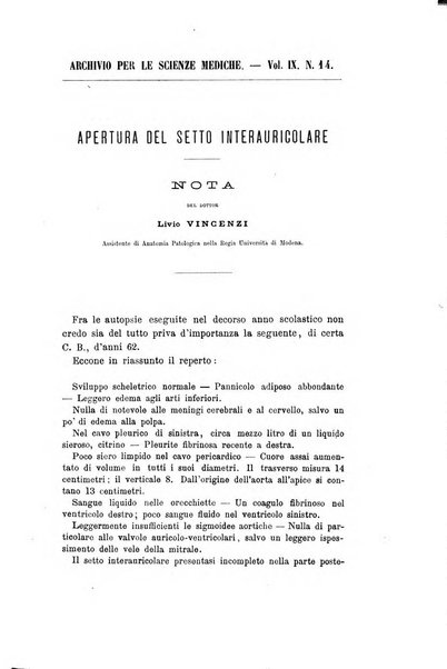 Archivio per le scienze mediche