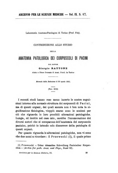 Archivio per le scienze mediche