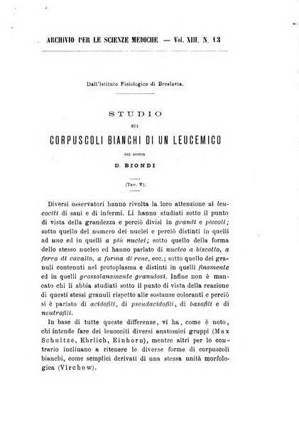 Archivio per le scienze mediche