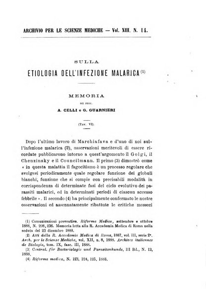 Archivio per le scienze mediche