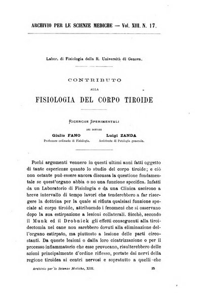 Archivio per le scienze mediche