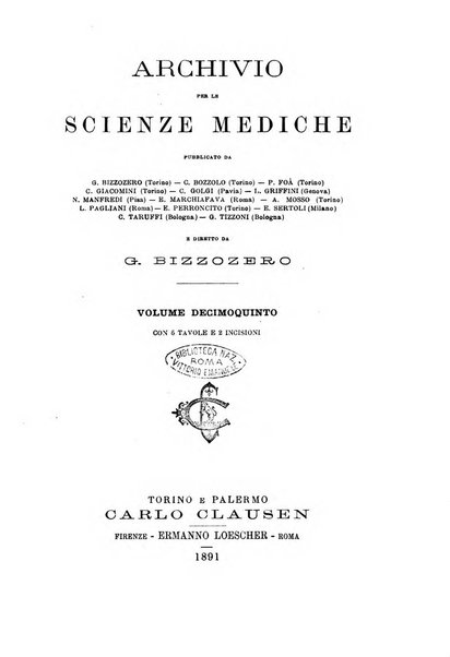 Archivio per le scienze mediche