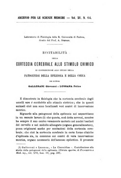 Archivio per le scienze mediche