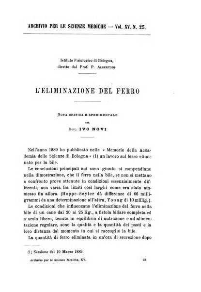 Archivio per le scienze mediche