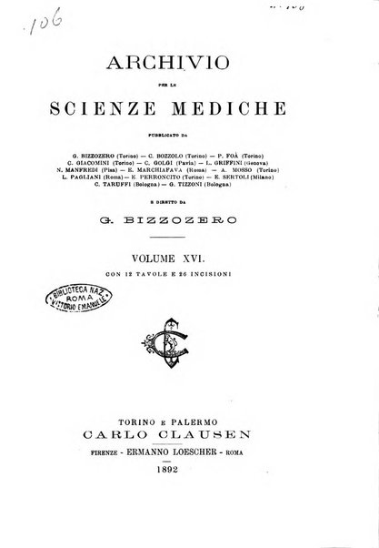 Archivio per le scienze mediche