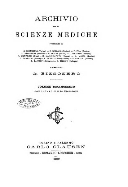 Archivio per le scienze mediche