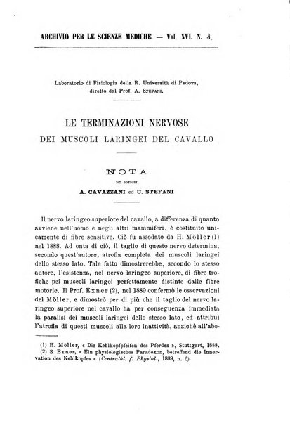 Archivio per le scienze mediche