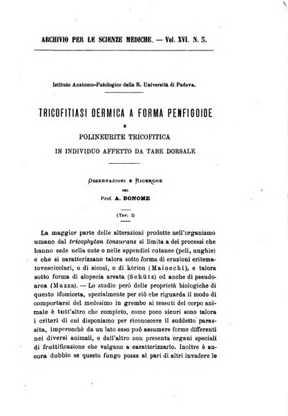 Archivio per le scienze mediche