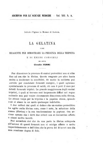 Archivio per le scienze mediche