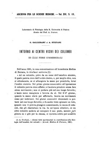 Archivio per le scienze mediche