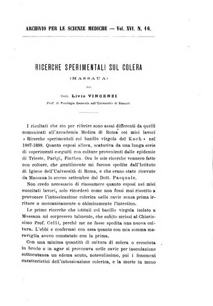 Archivio per le scienze mediche