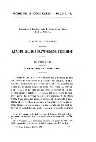 Archivio per le scienze mediche