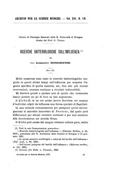 Archivio per le scienze mediche