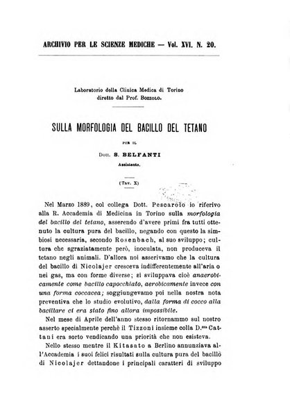 Archivio per le scienze mediche