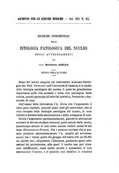 Archivio per le scienze mediche