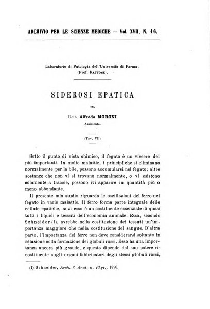 Archivio per le scienze mediche