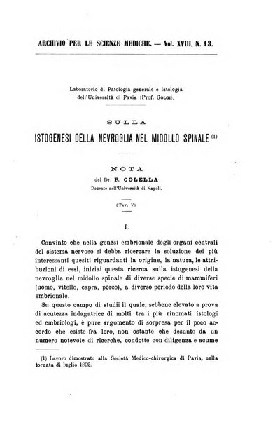 Archivio per le scienze mediche