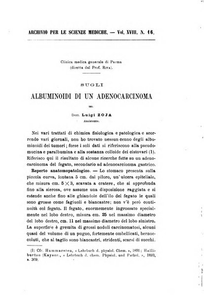 Archivio per le scienze mediche