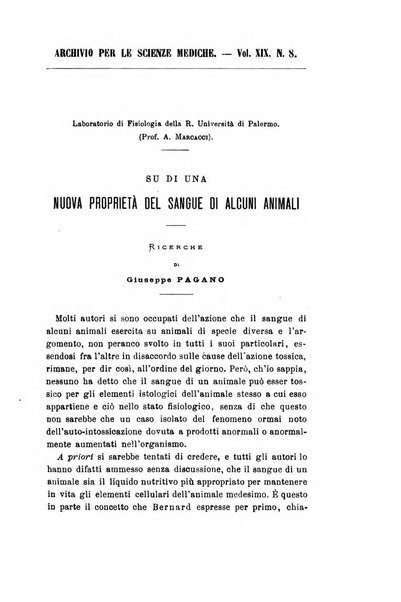 Archivio per le scienze mediche