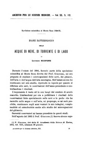 Archivio per le scienze mediche