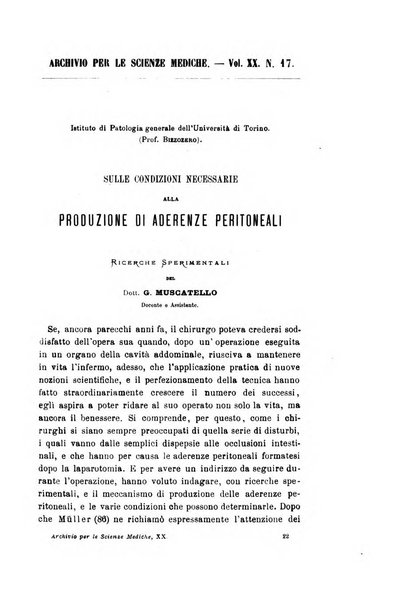 Archivio per le scienze mediche