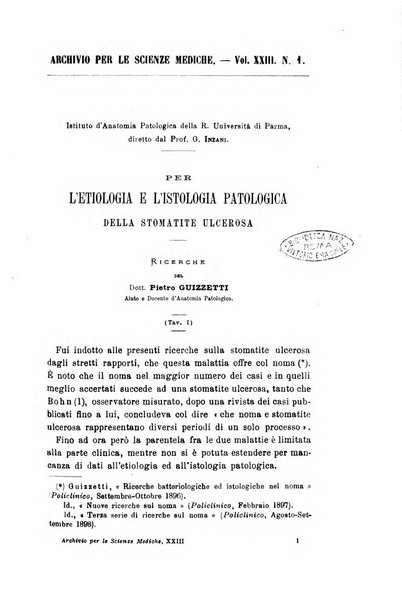 Archivio per le scienze mediche