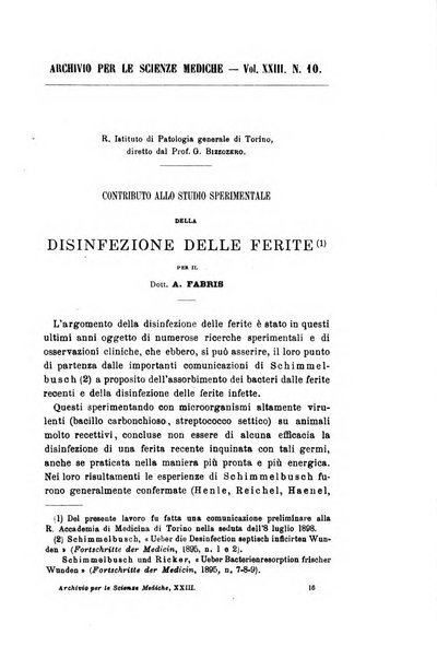 Archivio per le scienze mediche