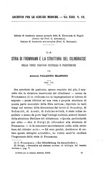 Archivio per le scienze mediche