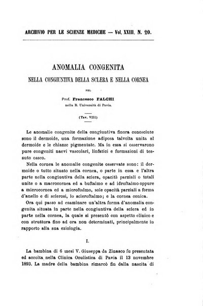 Archivio per le scienze mediche