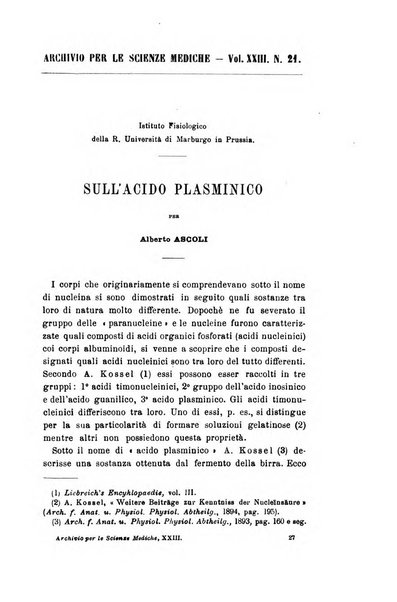 Archivio per le scienze mediche