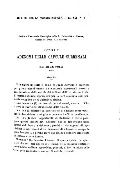 Archivio per le scienze mediche