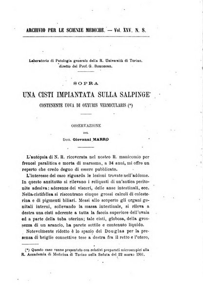 Archivio per le scienze mediche