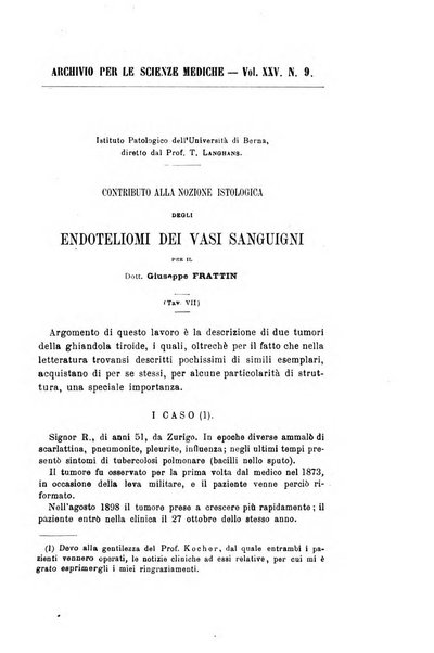 Archivio per le scienze mediche