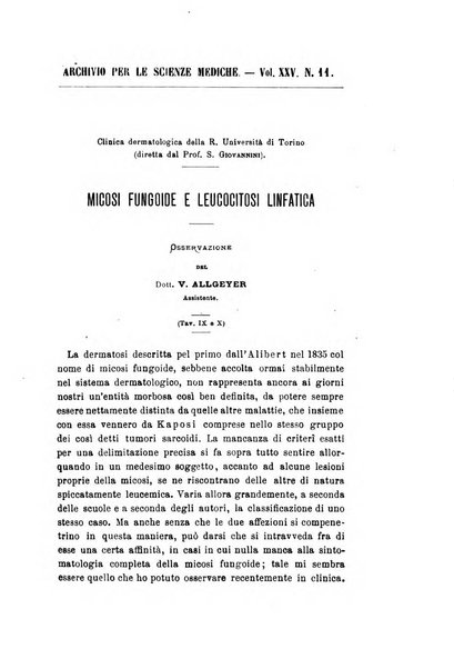 Archivio per le scienze mediche