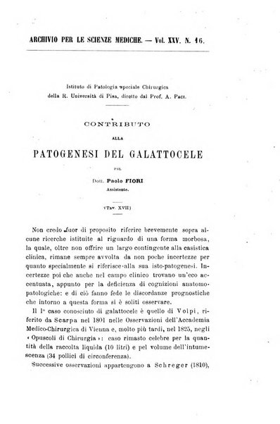 Archivio per le scienze mediche