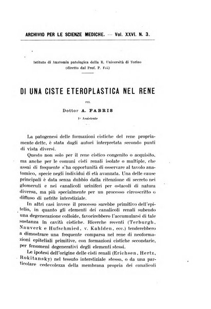 Archivio per le scienze mediche