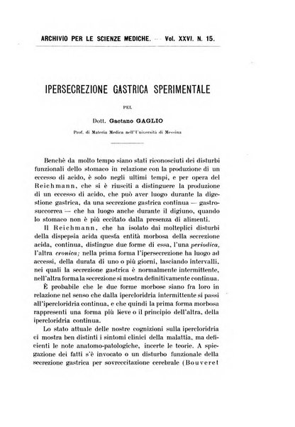 Archivio per le scienze mediche