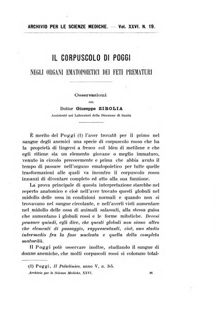 Archivio per le scienze mediche