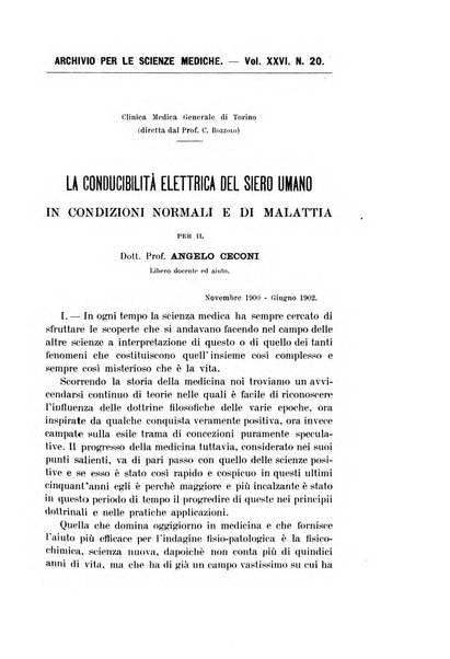 Archivio per le scienze mediche