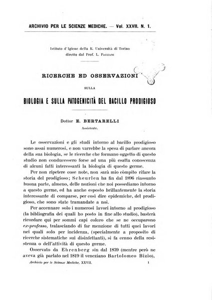 Archivio per le scienze mediche